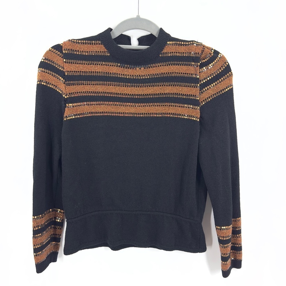 Vintage St John Santana Knit Sweater Womens 8 Metallic Sequins Old Money Luxury